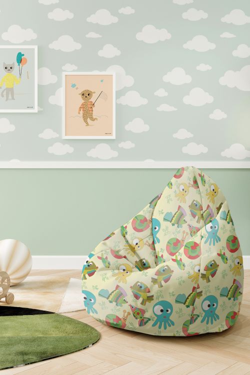 Puf dziecięcy Śmieszne Morskie Zwierzaki