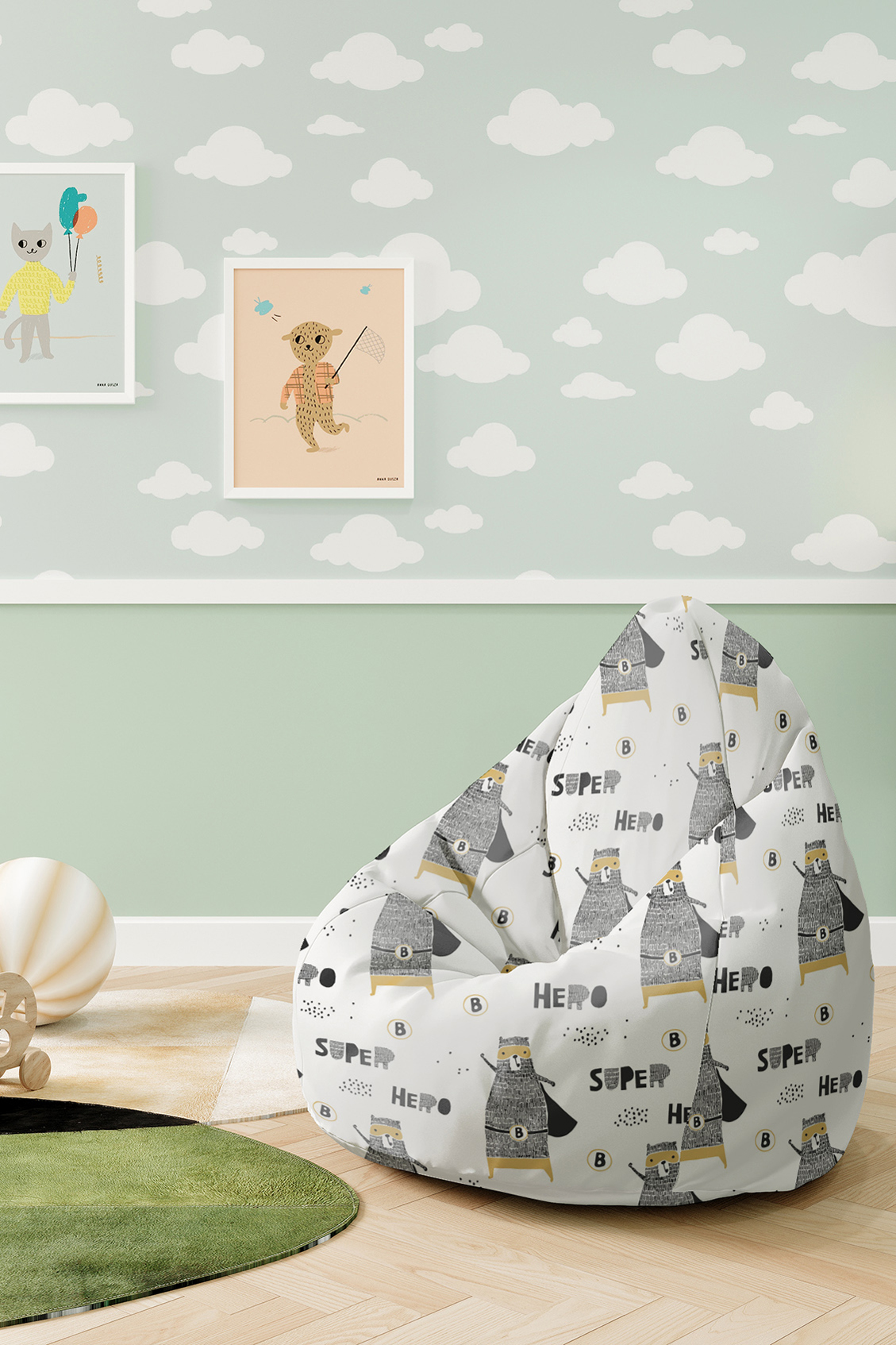 Puf dziecięcy Miś Superbohater