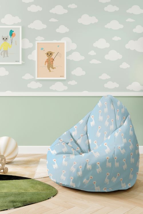 Puf dziecięcy Llama Blue