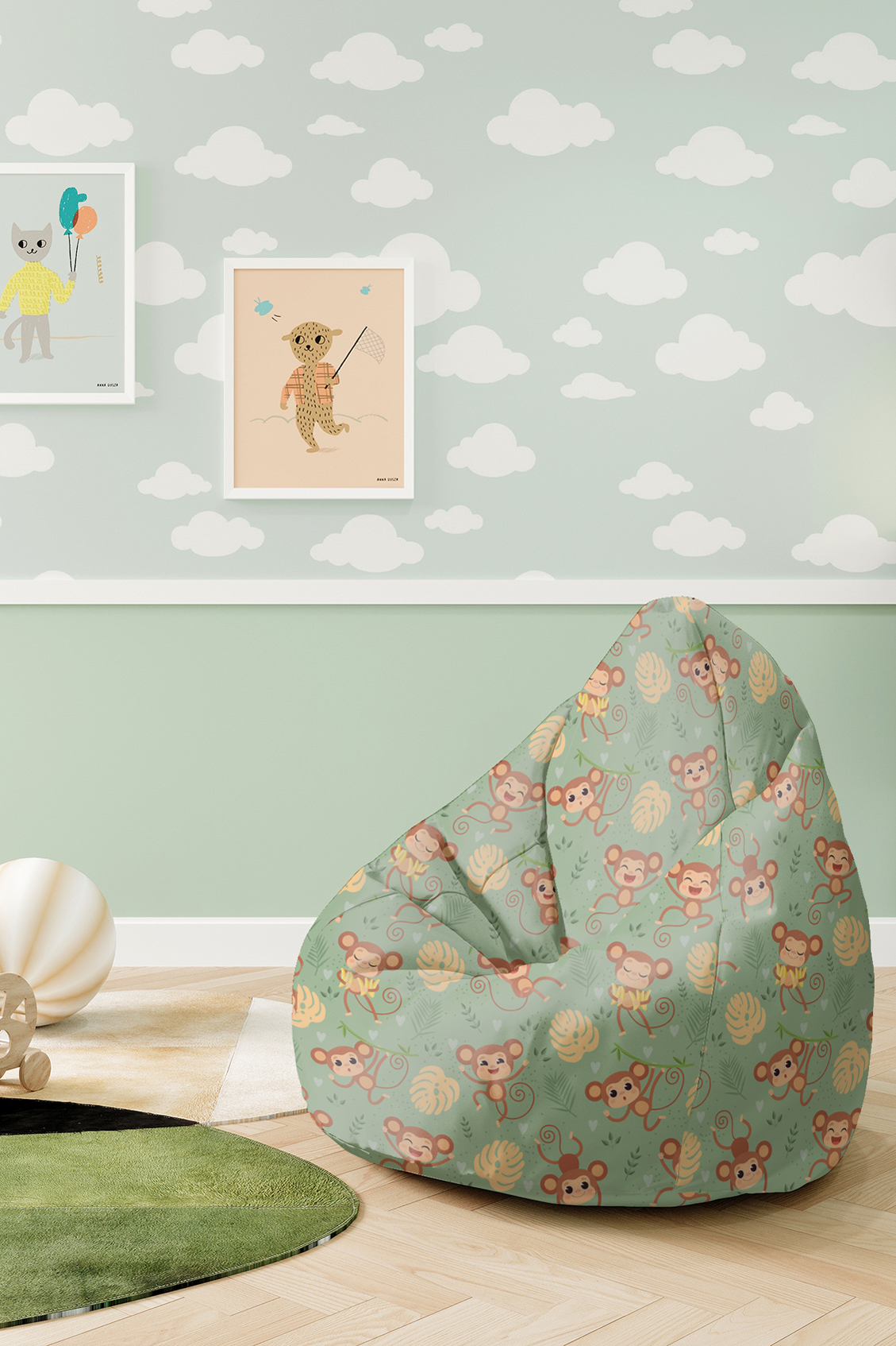 Puf dziecięcy Monkey on Jungle