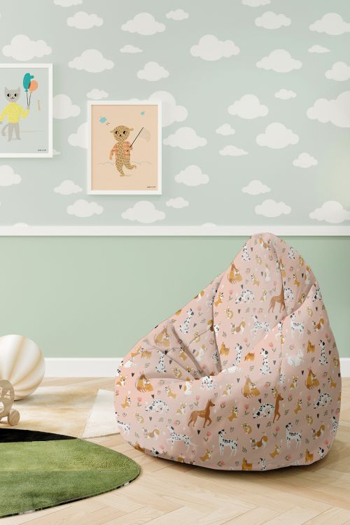 Puf dziecięcy Pink Cartoon Dogs