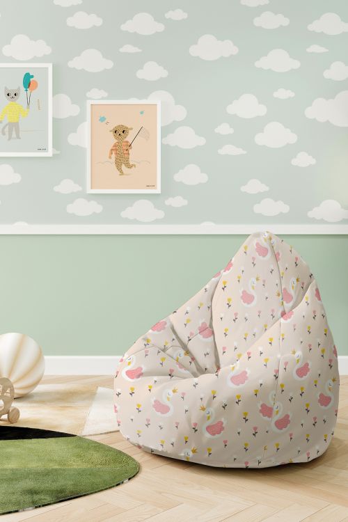 Puf dziecięcy Swan with Tulips Flowers