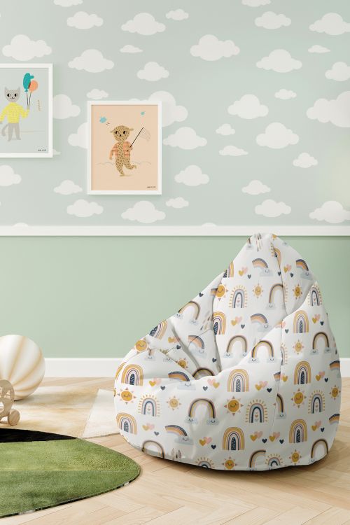 Puf dziecięcy Cartoon Rainbow and Sun