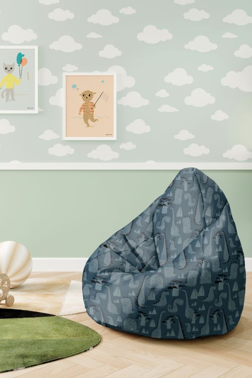 Puf dziecięcy Dark Cartoon Style Dinosaur