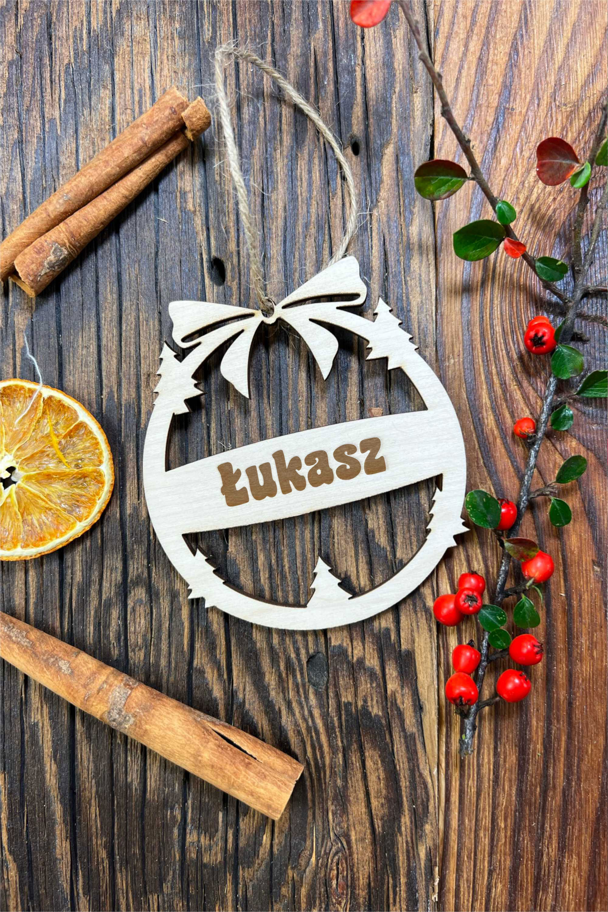 Zawieszka ze sklejki Personalizacja Choinka