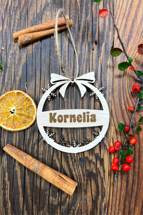 Zawieszka ze sklejki Personalizacja Śnieżynka