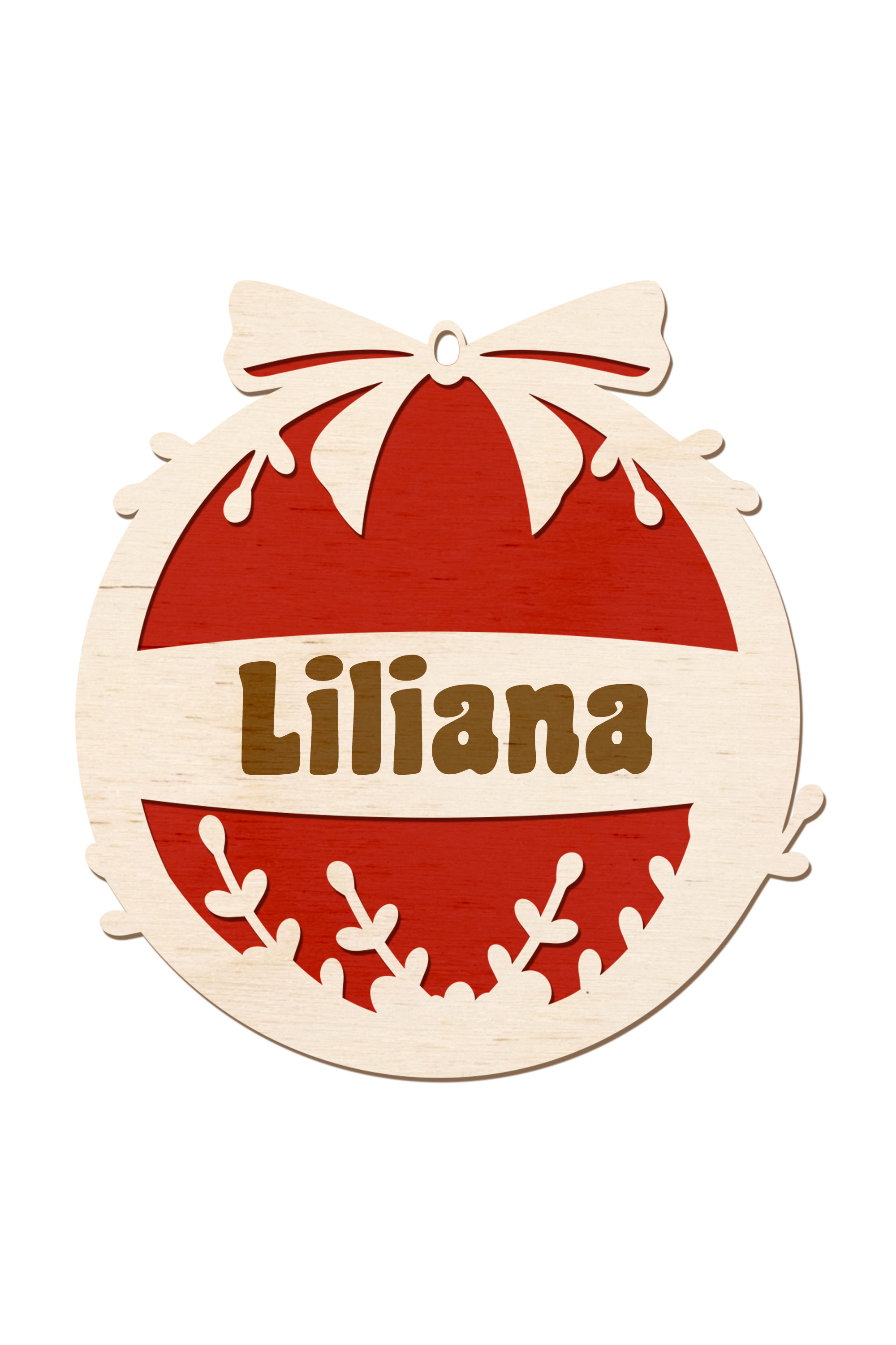 Czerwona Zawieszka ze sklejki Personalizacja Jemioła