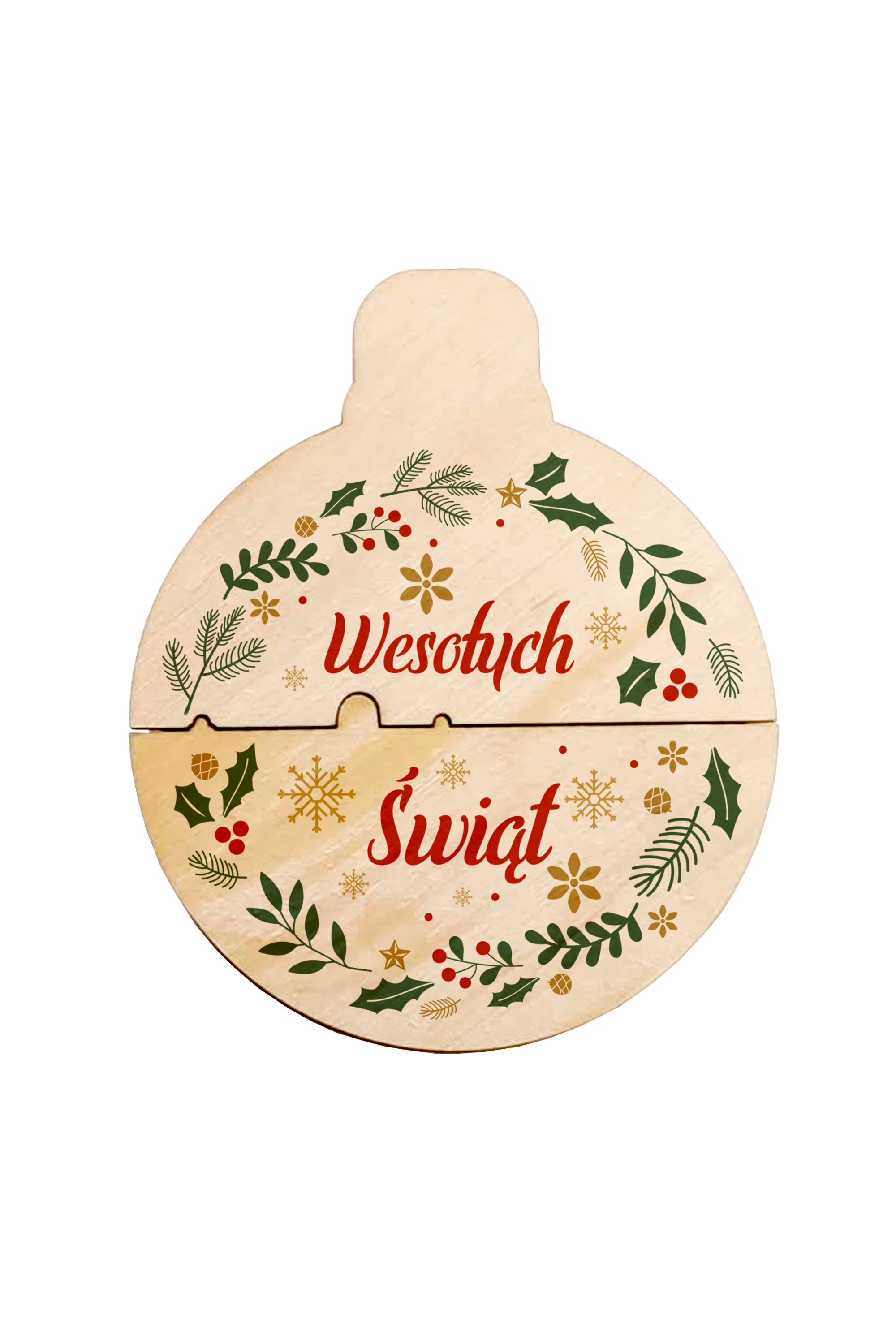 Świąteczny Box ze sklejki Christmas Mistletoe