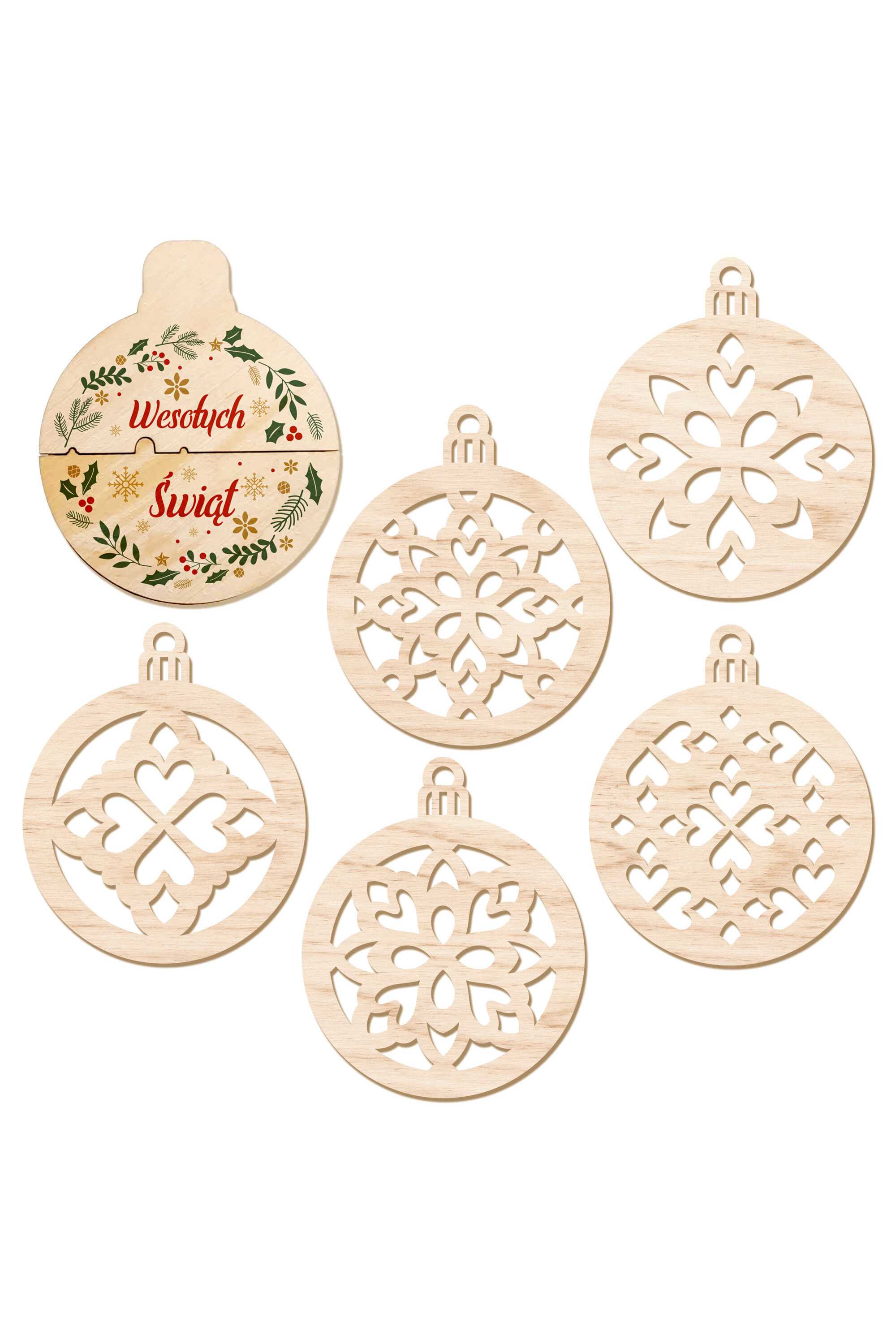 Świąteczny Box ze sklejki Christmas Mistletoe