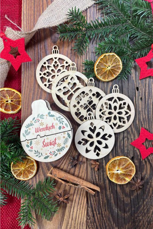 Świąteczny Box ze sklejki Christmas Mistletoe