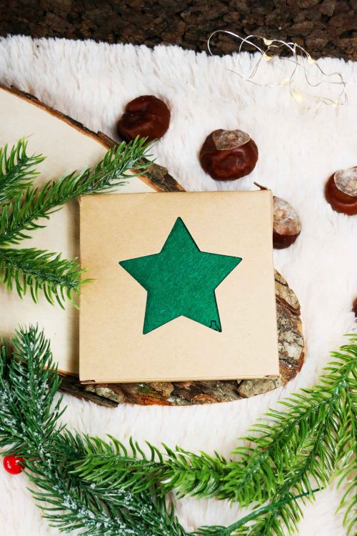 Zestaw 4 filcowych podkładek Zielone Gwiazdki