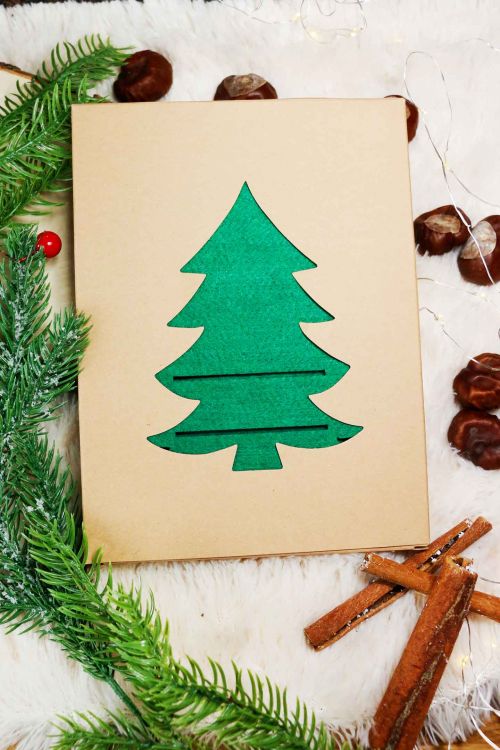 Zestaw 4 podkładek pod sztućce Choinki Zielone