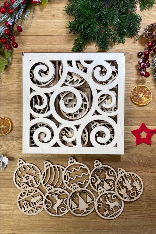 Świąteczne Pudełko ze sklejki Szron