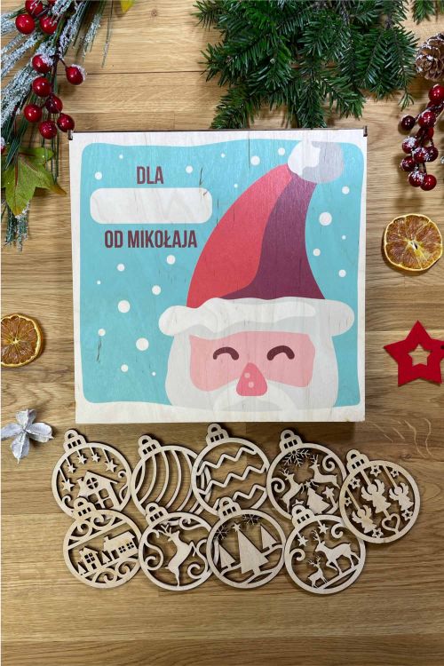 Świąteczne Pudełko ze sklejki PERSONALIZACJA Mikołaj