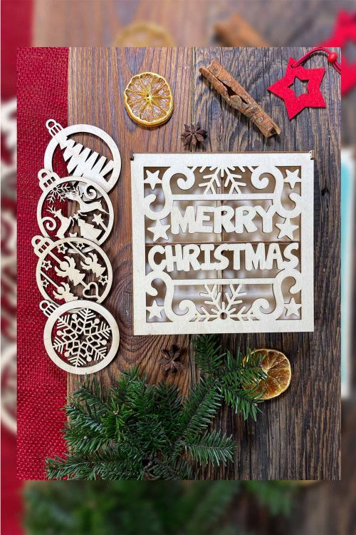 Świąteczne Pudełko ze sklejki Merry Christmas