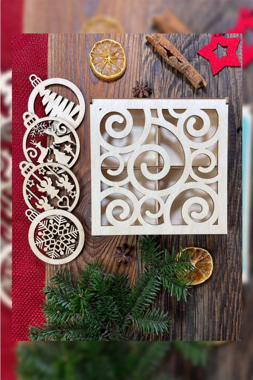 Świąteczne Pudełko ze sklejki Szron