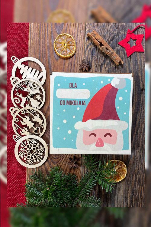 Świąteczne Pudełko ze sklejki PERSONALIZACJA Mikołaj