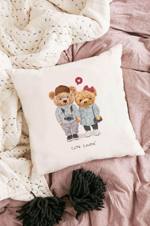Poduszka Bawełniana Canvas Cute Couple