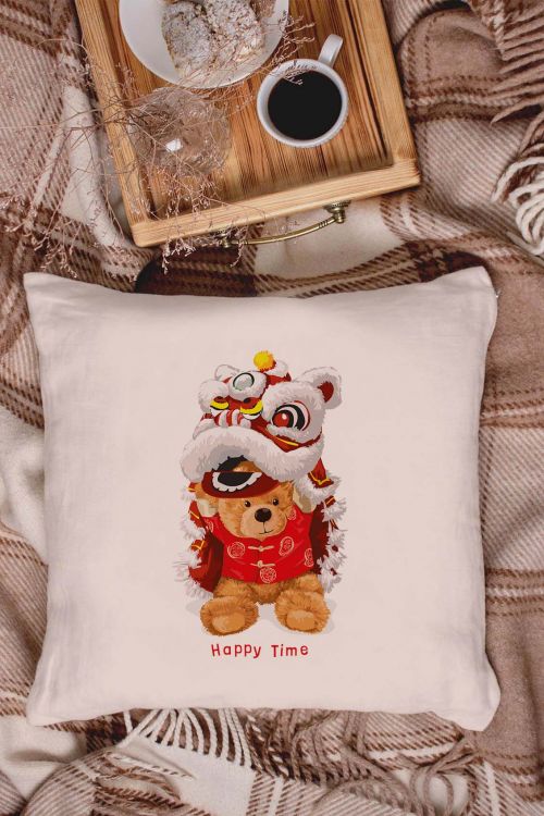 Poduszka Bawełniana Canvas Happy Time