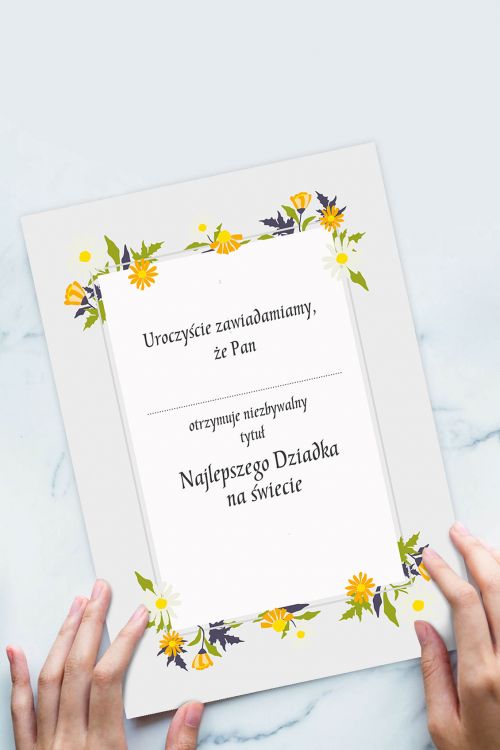 Certyfikat Najlepszego Dziadka na Świecie 