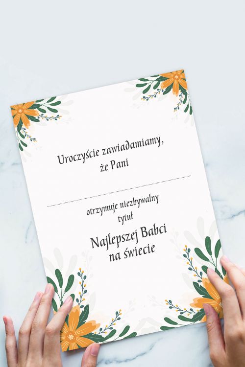 Certyfikat Najlepszej Babci na Świecie