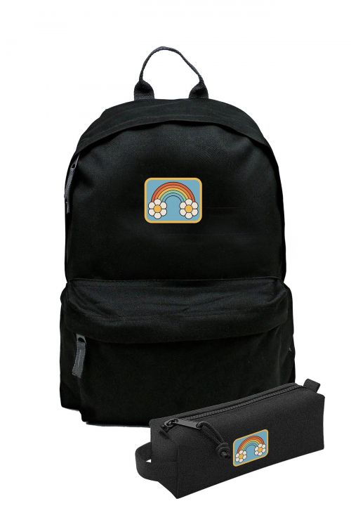 Zestaw Plecak Simple i piórnik Flower Rainbow
