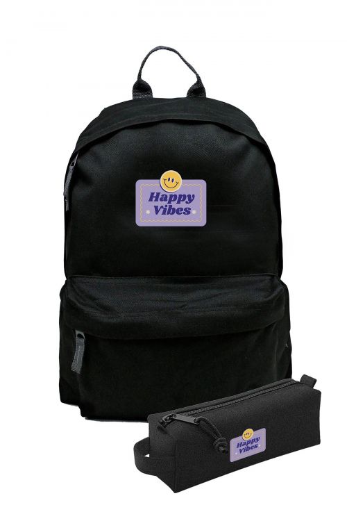 Zestaw Plecak Simple i piórnik Happy Vibes