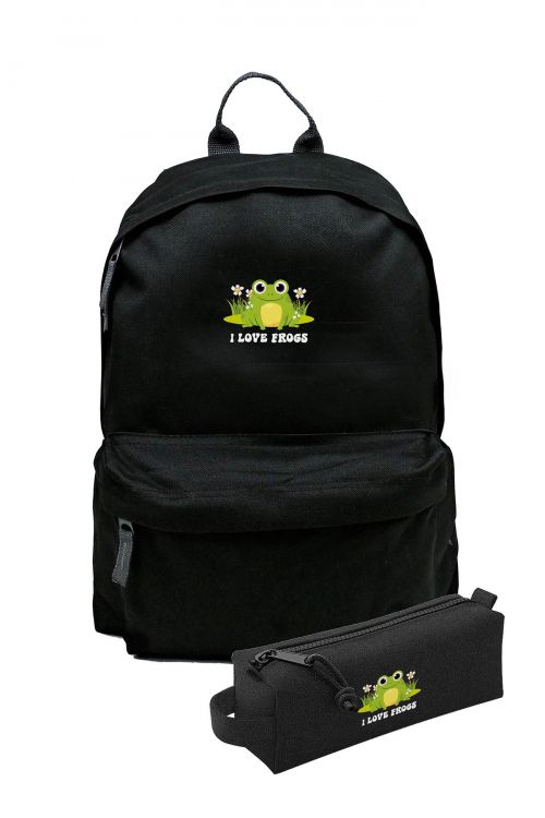 Zestaw Plecak Simple i piórnik I love Frogs