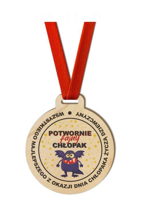 Medal Drewniany Potwornie Fajny Chłopak