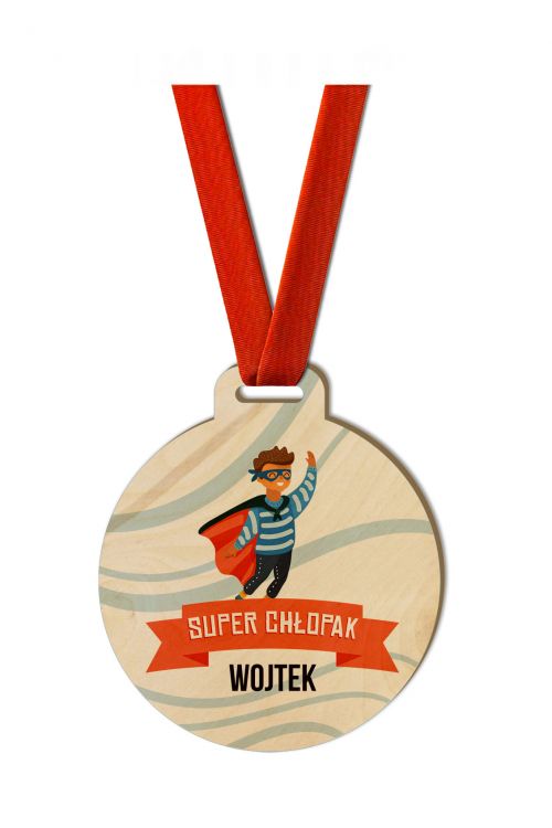 Medal Drewniany Super Chłopak PERSONALIZACJA