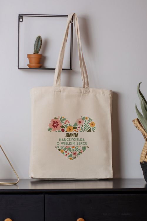 Torba Bawełniana Nauczycielka o Wielkim Sercu PERSONALIZACJA