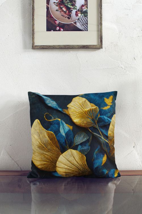 Poduszka Luxury Blue Leaves