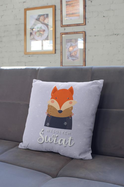 Poduszka Wesołych Świąt Lisek