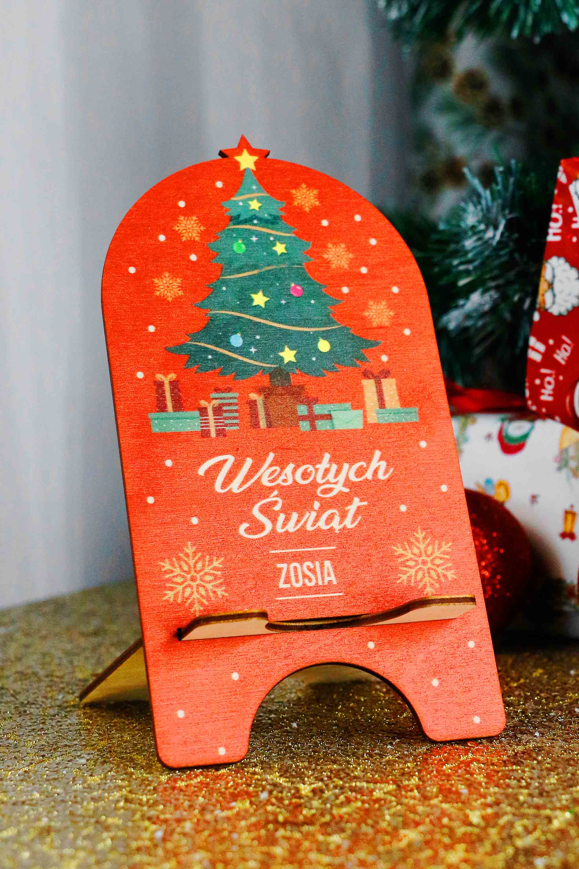 Podstawka pod Telefon Choinka Wesołych Świąt PERSONALIZACJA