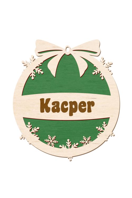 Zielona Zawieszka ze sklejki Personalizacja Śnieżynka