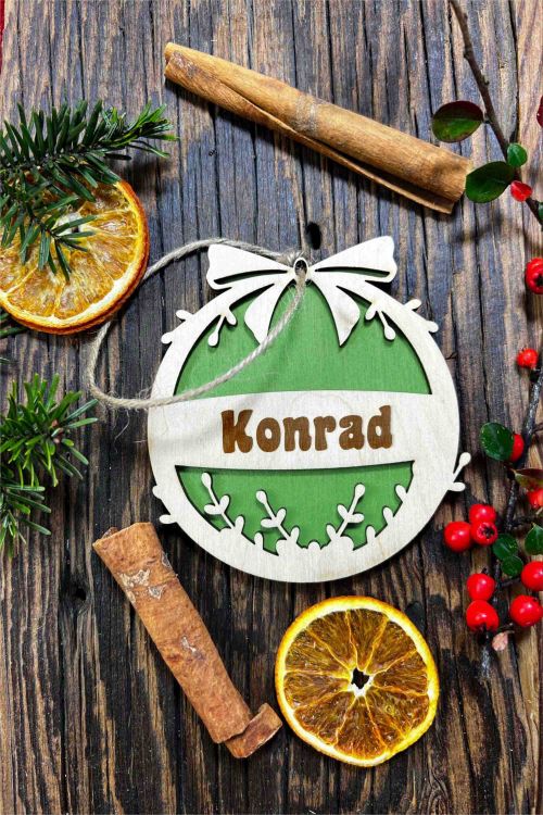 Zielona Zawieszka ze sklejki Personalizacja Jemioła