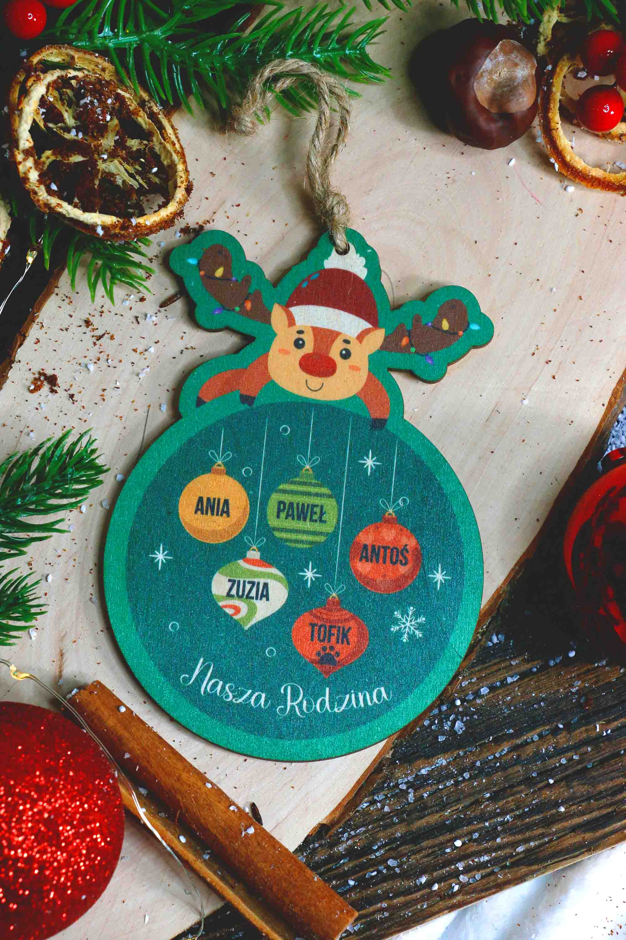 Zawieszka ze sklejki Nasza Rodzina 2+2+Pupil PERSONALIZACJA