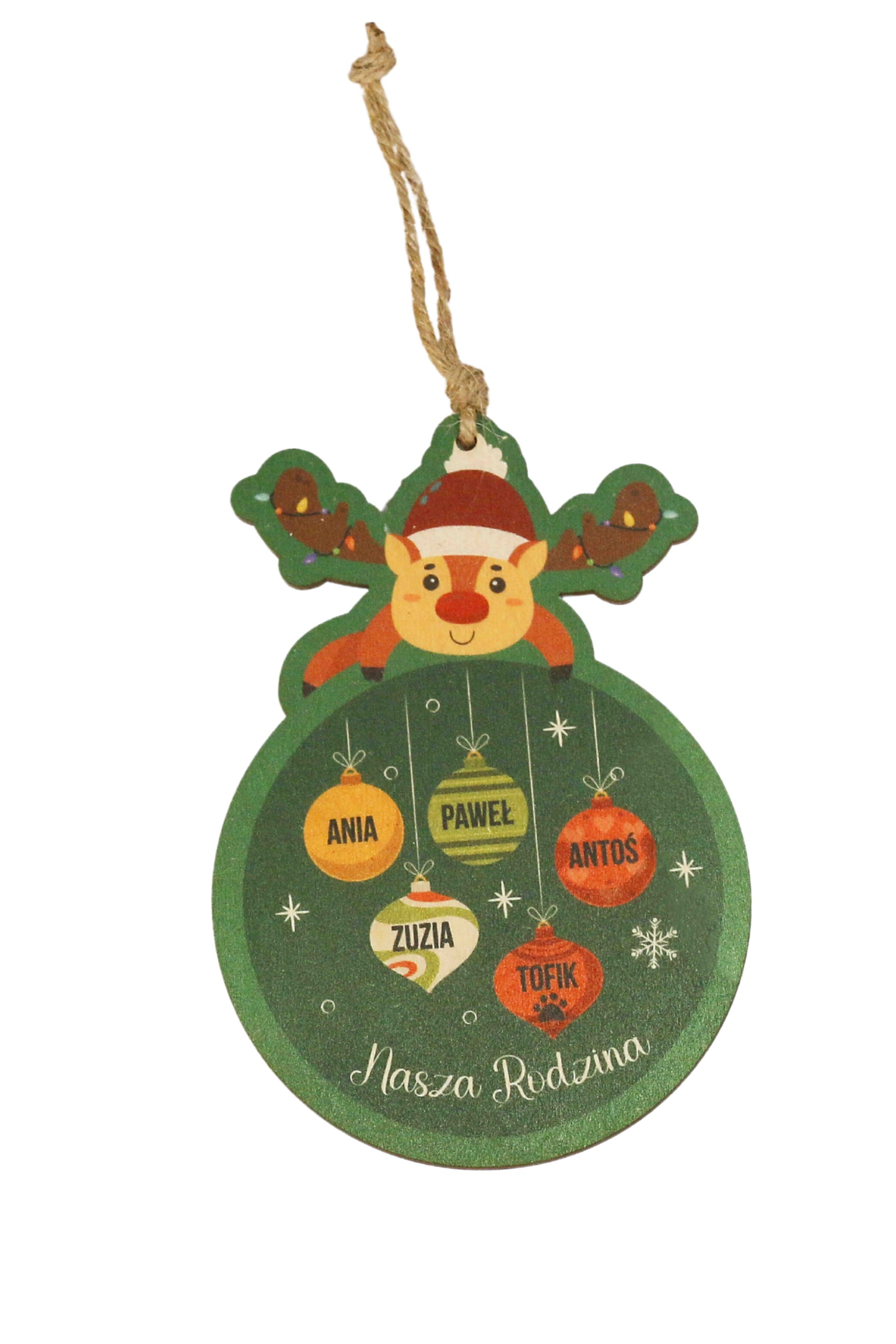 Zawieszka ze sklejki Nasza Rodzina 2+2+Pupil PERSONALIZACJA