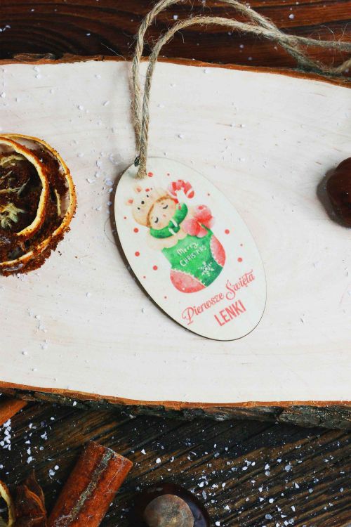 Zawieszka na Choinkę Pierwsze Święta Girl PERSONALIZACJA 