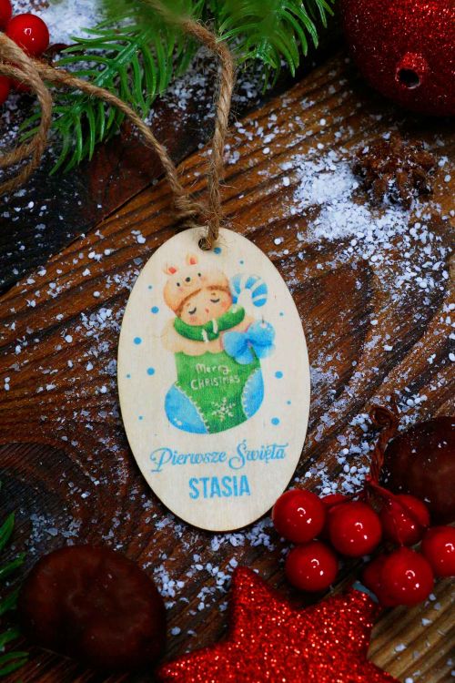 Zawieszka na Choinkę Pierwsze Święta Boy PERSONALIZACJA