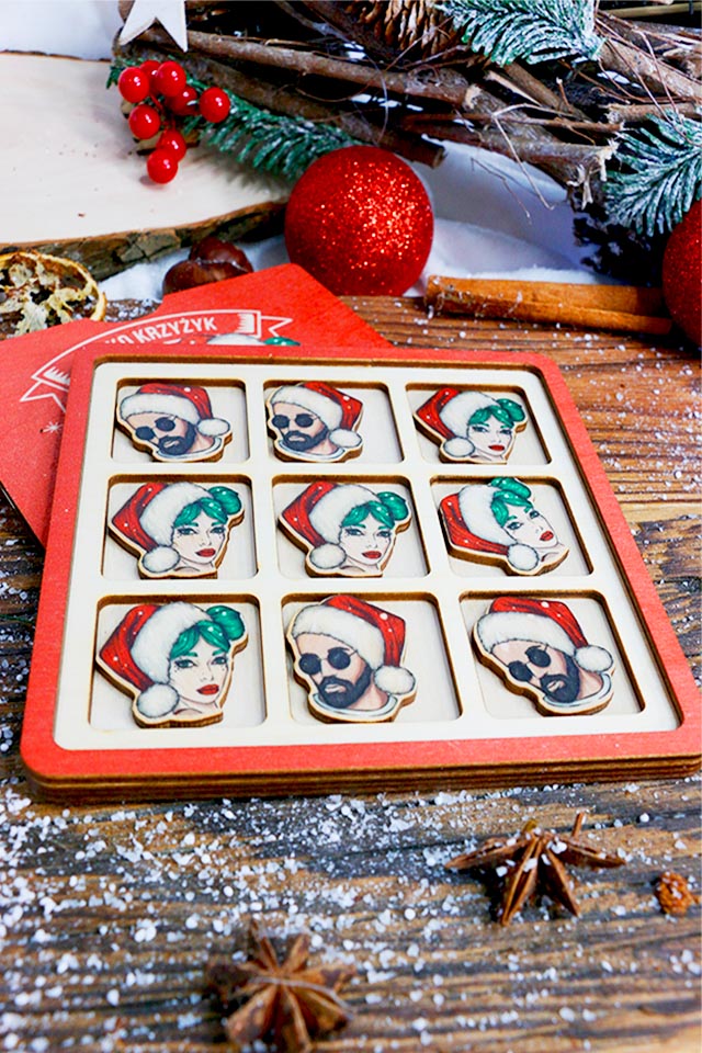 Gra Świąteczna Kółko Krzyżyk Mikołaj i Mikołajka PERSONALIZACJA