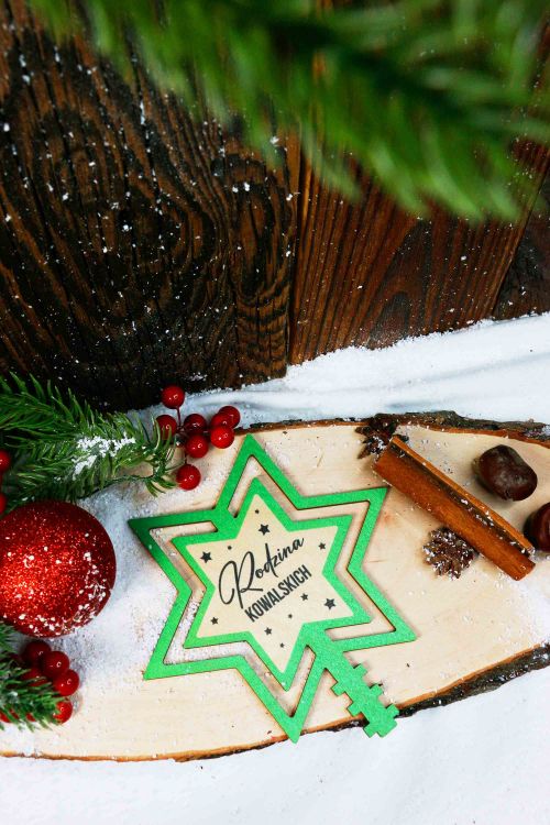 Zielona Gwiazda na Choinkę PERSONALIZACJA