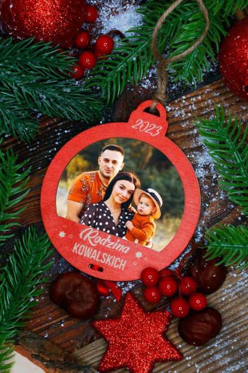 Zawieszka na Choinkę ze Zdjęciem Bombka PERSONALIZACJA