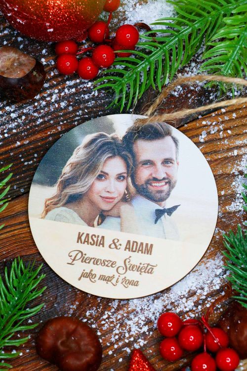 Bombka ze Zdjęciem Pierwsze Święta jako mąż i żona PERSONALIZACJA