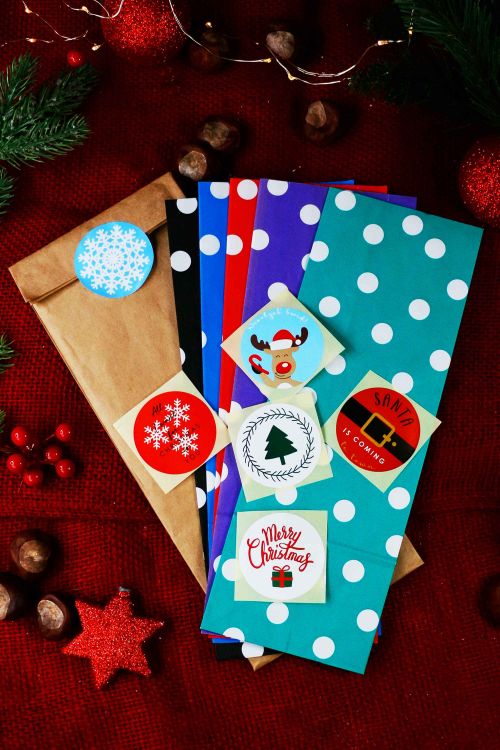 Torebki Papierowe Groszki Świąteczne 5szt