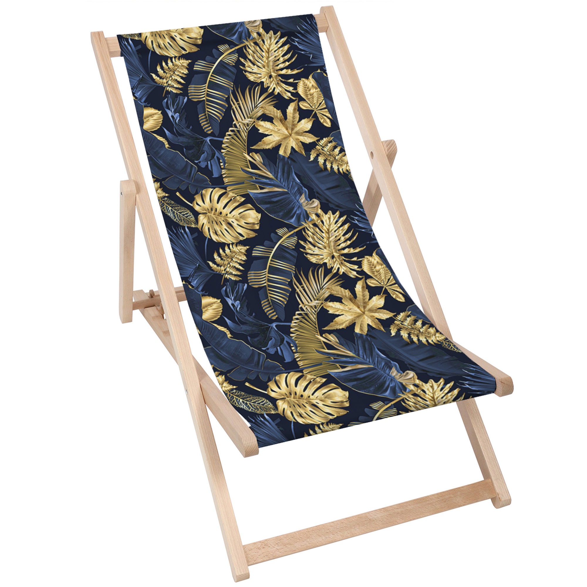 Leżak klasyczny Monstera Gold Navy Blue 