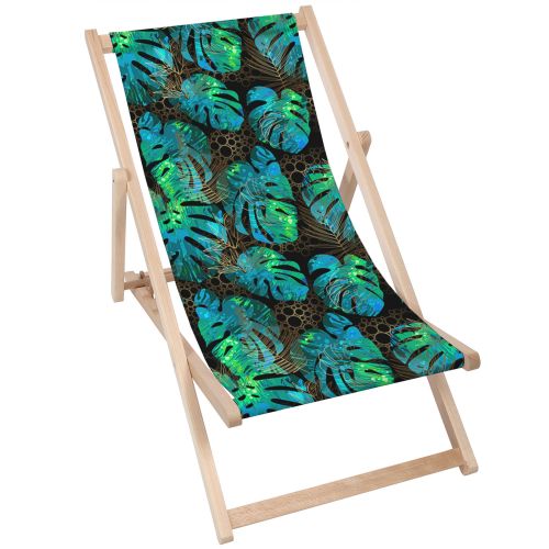 Leżak klasyczny Morska Zieleń Monstera