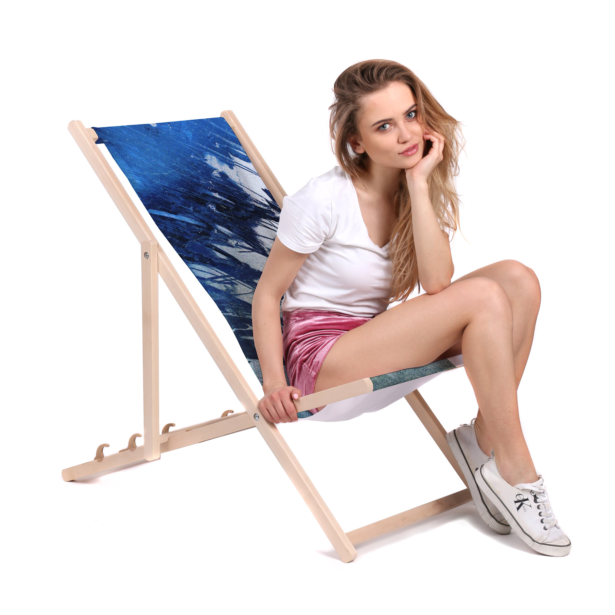 Leżak klasyczny Blue Art Abstract