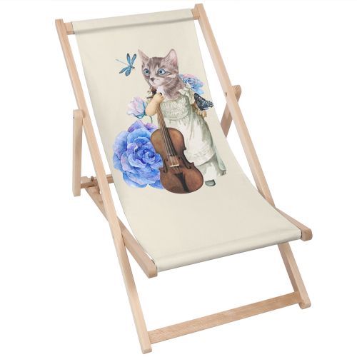 Leżak klasyczny Cat With Fiddle In Flowers