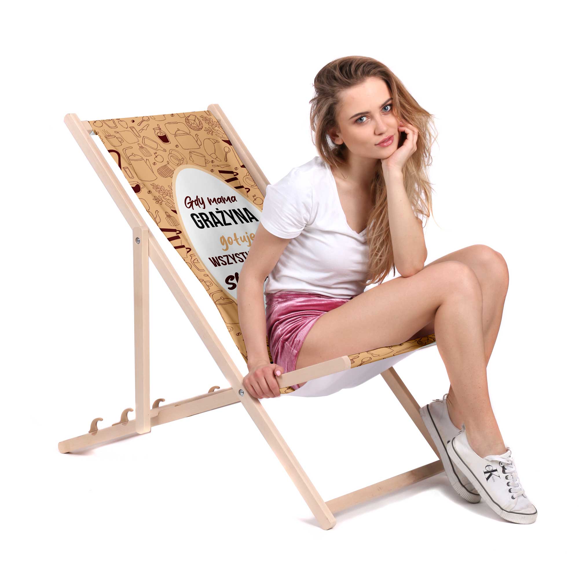 Leżak klasyczny Gdy Mama gotuje wszystkim lepiej smakuje PERSONALIZACJA